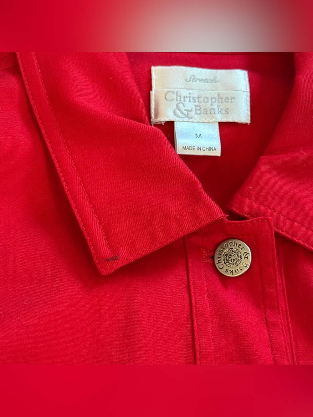 Christopher & Banks Red Cotton 3/4 sleeve lightweight Jacket - Picture 9 of 10